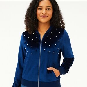 Belleza Royal blue fleece with pearls Coquette girl feminine No size tag.